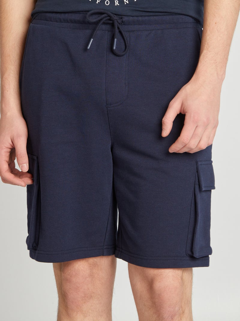 Short van dunne joggingstof met zakken BLAUW - Kiabi