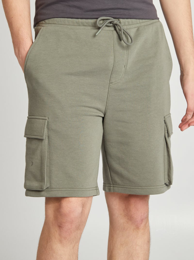 Short van dunne joggingstof met zakken GROEN - Kiabi