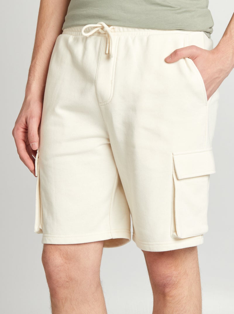 Short van dunne joggingstof met zakken WIT - Kiabi