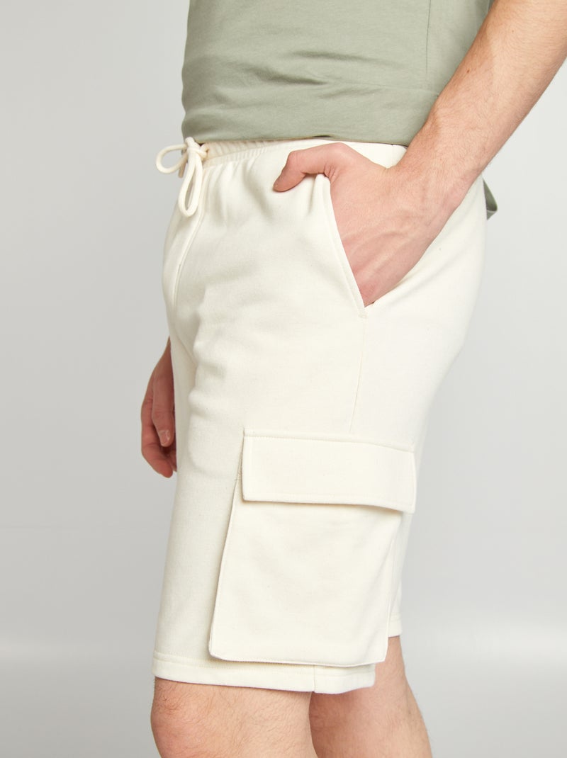 Short van dunne joggingstof met zakken WIT - Kiabi