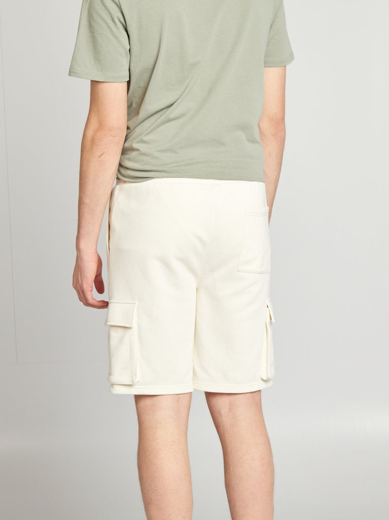 Short van dunne joggingstof met zakken WIT - Kiabi