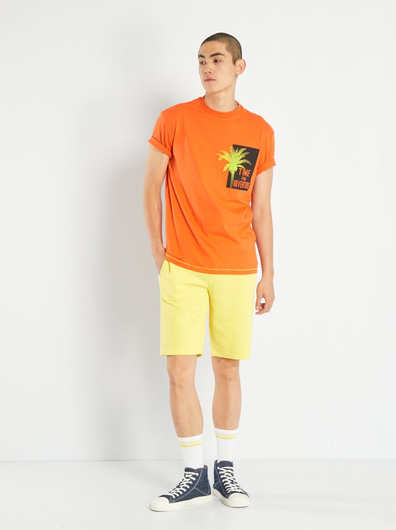 Short van effen joggingstof GEEL - Kiabi