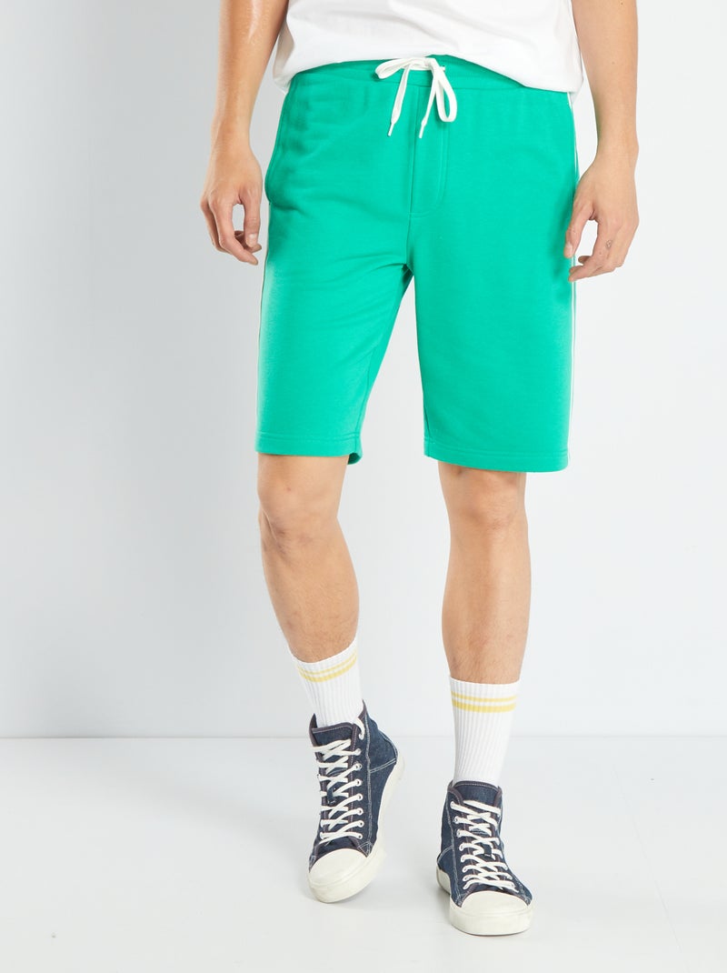 Short van effen joggingstof GROEN - Kiabi