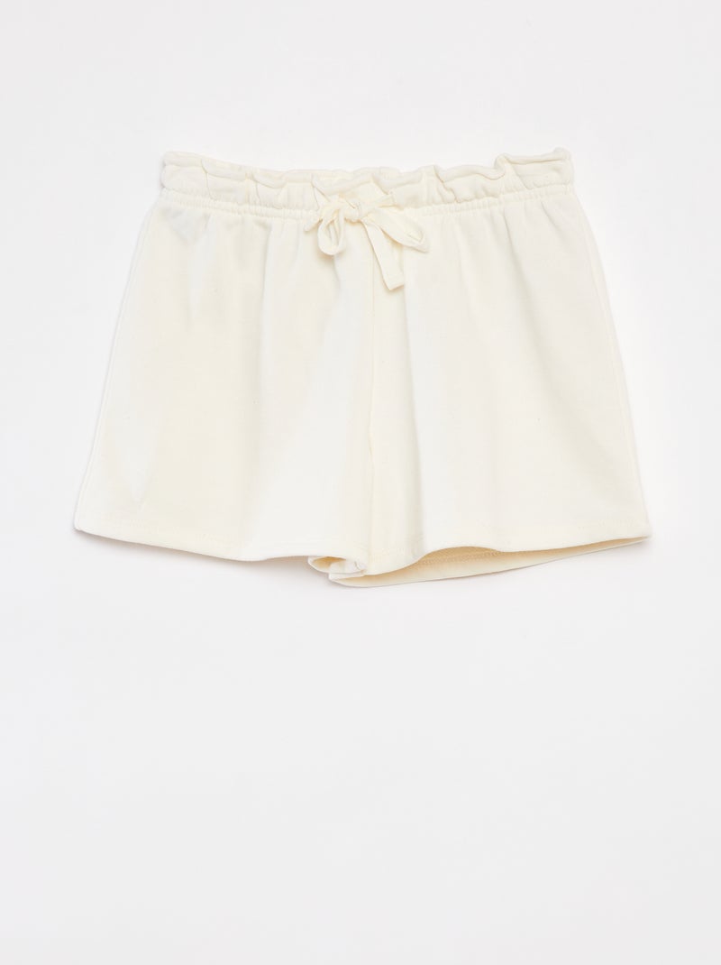 Short van effen joggingstof WIT - Kiabi