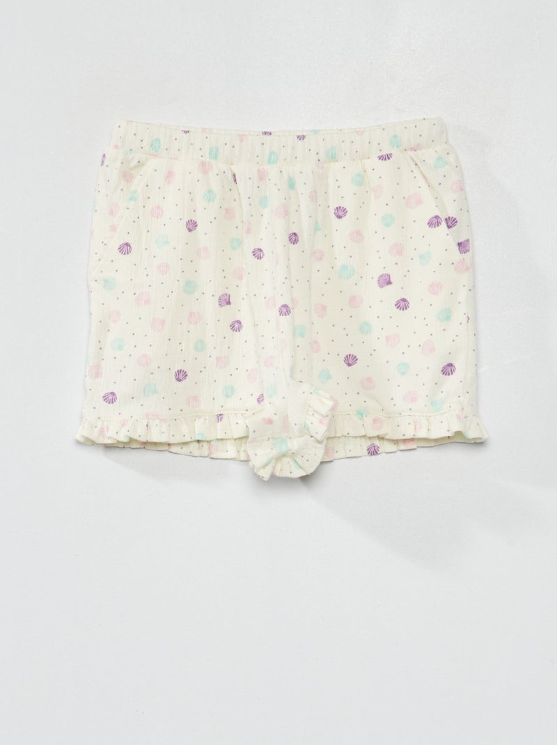 Short van gekreukte stof WIT - Kiabi