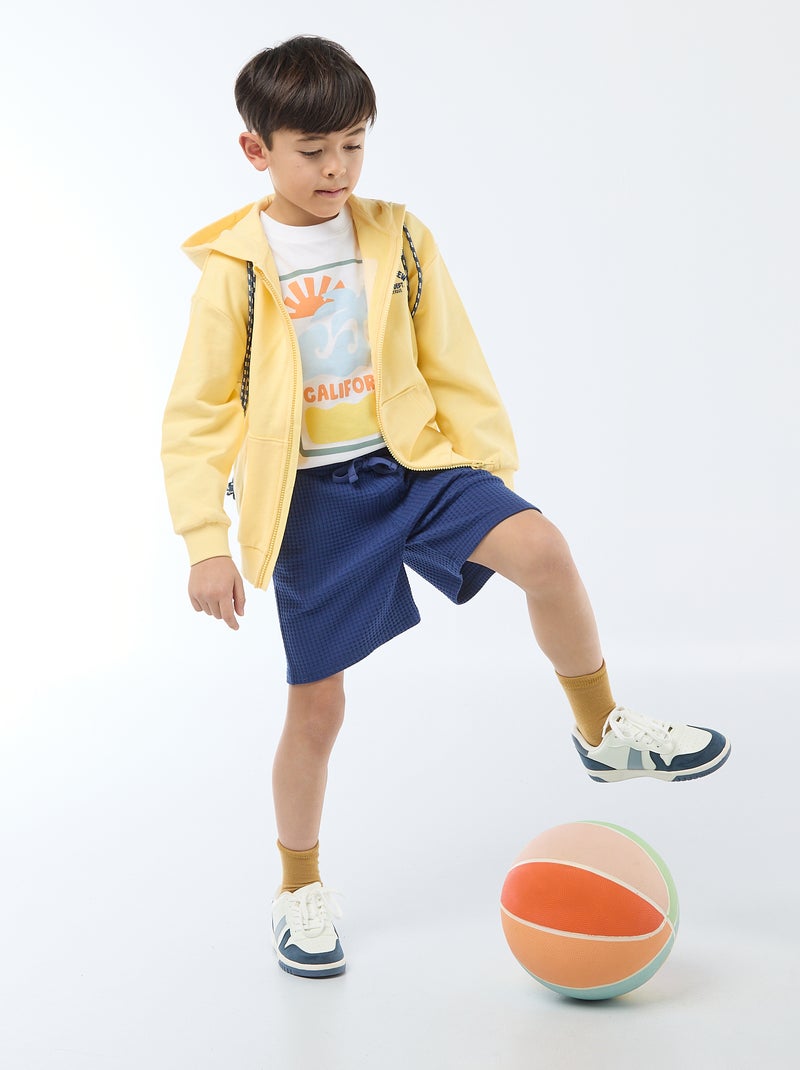 Short van gewafelde stof Blauw - Kiabi