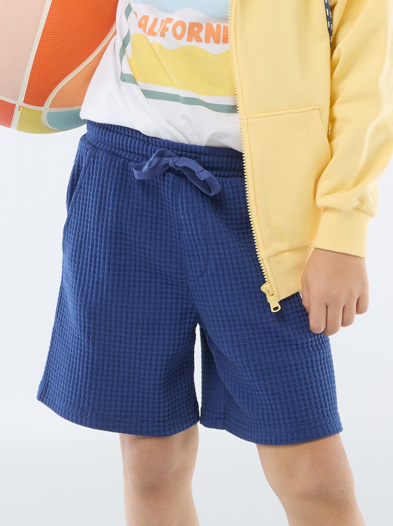 Short van gewafelde stof Blauw - Kiabi
