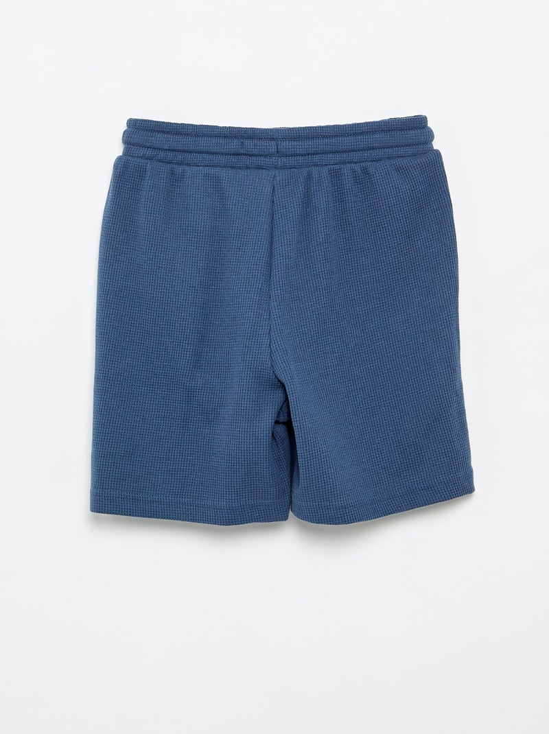 Short van gewafelde stof Blauw - Kiabi