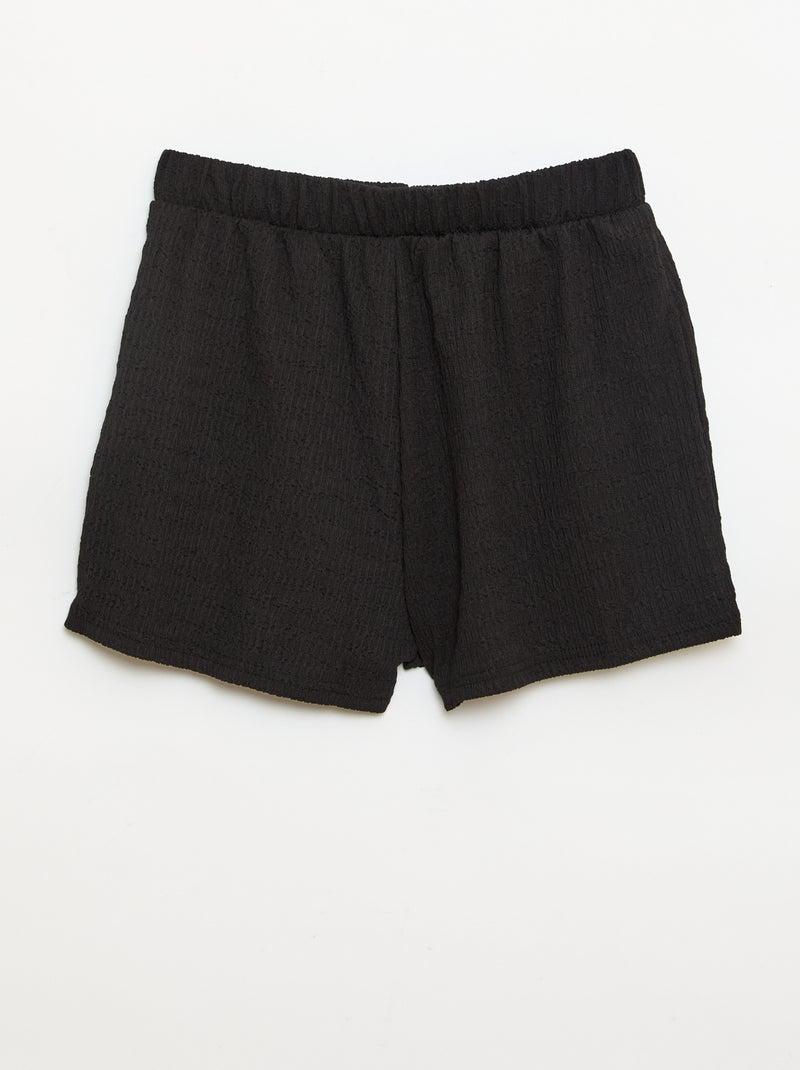 Short van gewafelde stof Zwart - Kiabi