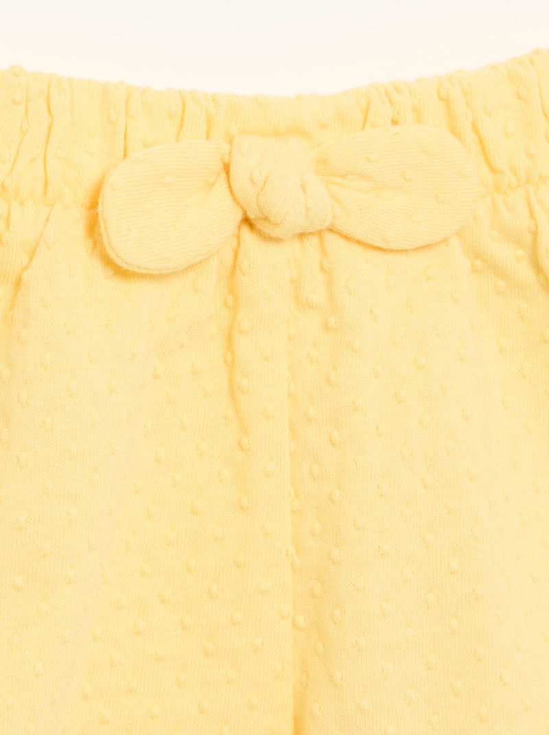 Short van jacquardbreisel met fantasieknoop Geel - Kiabi