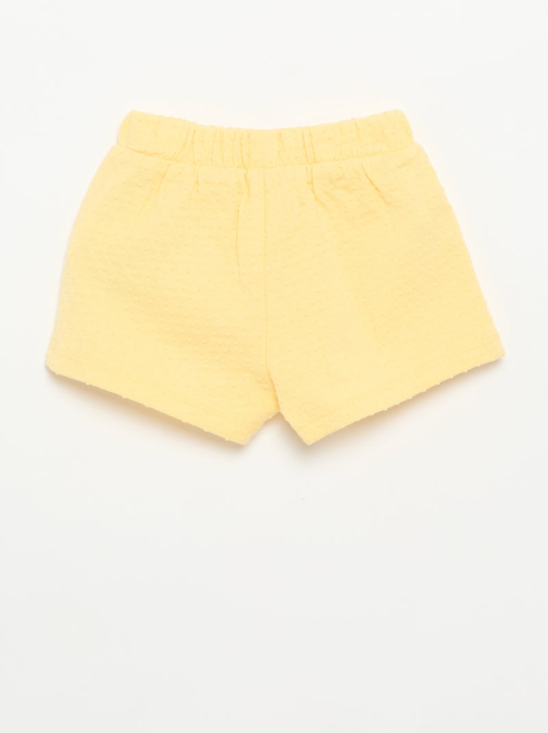 Short van jacquardbreisel met fantasieknoop Geel - Kiabi