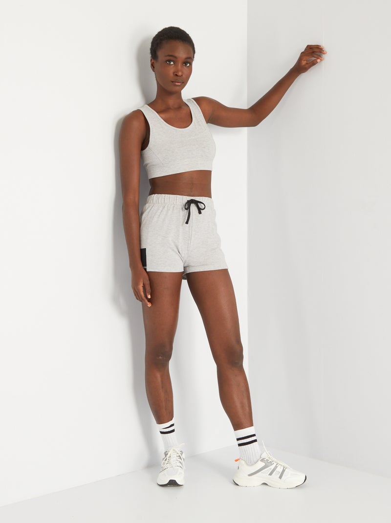 Short van joggingstof grijs - Kiabi