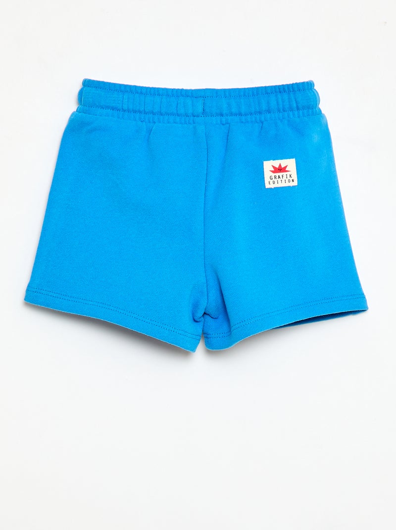 Short van joggingstof met motief Blauw - Kiabi