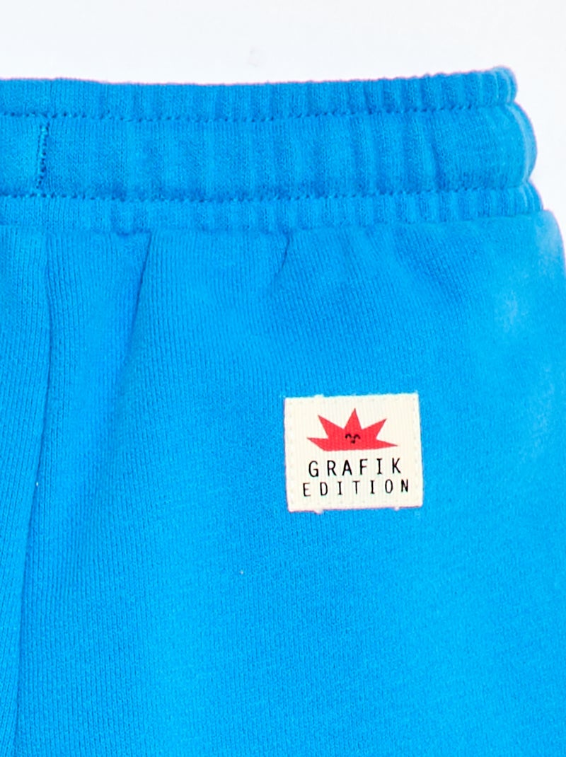 Short van joggingstof met motief Blauw - Kiabi