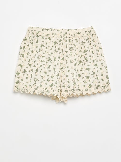 Short van katoengaas met bloemenprint - Kiabi