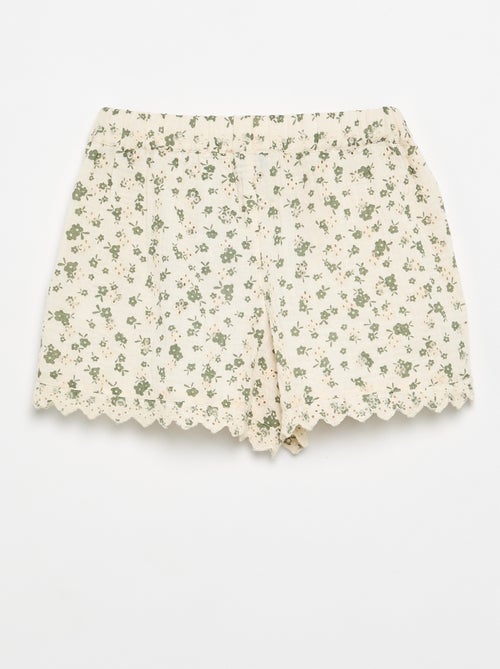 Short van katoengaas met bloemenprint - Kiabi