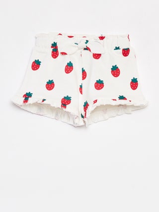 Short van licht molton met print