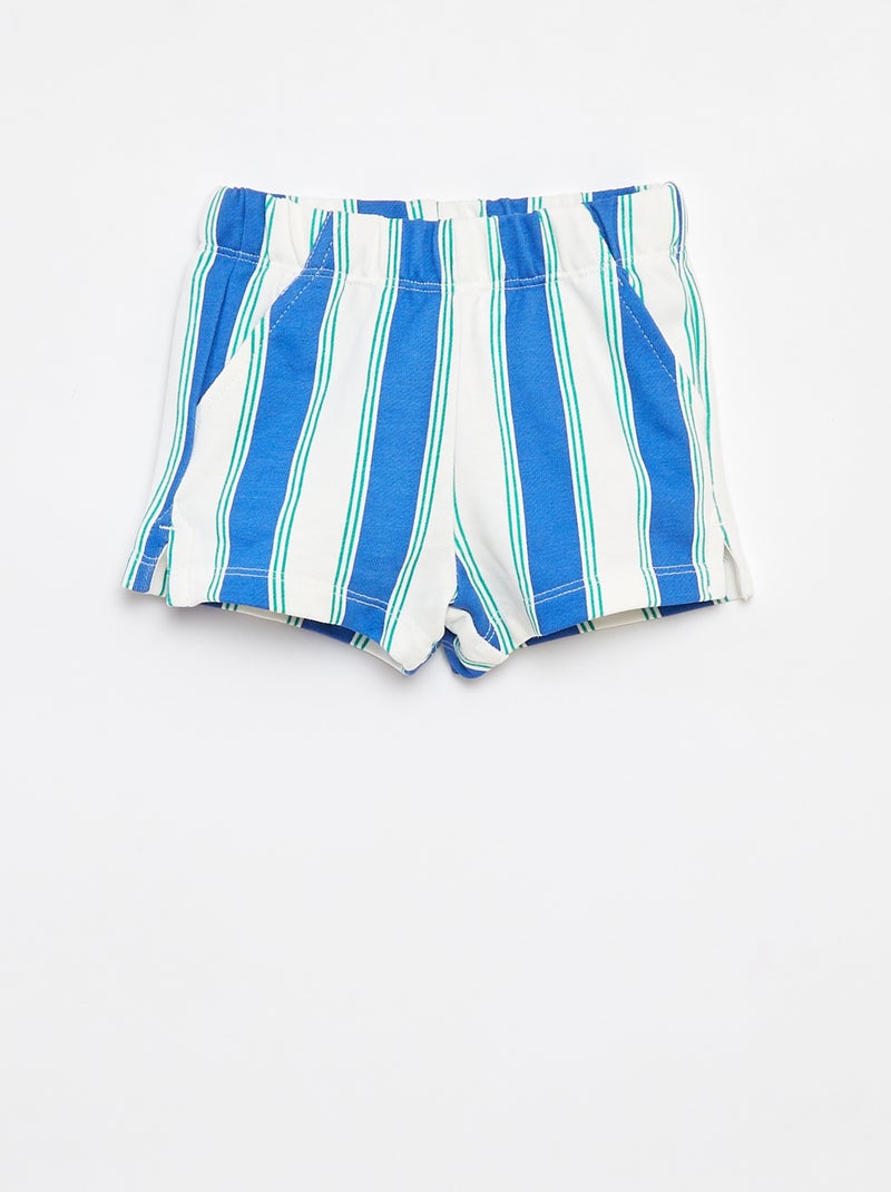 Short van lichte joggingstof met motiefje BLAUW - Kiabi