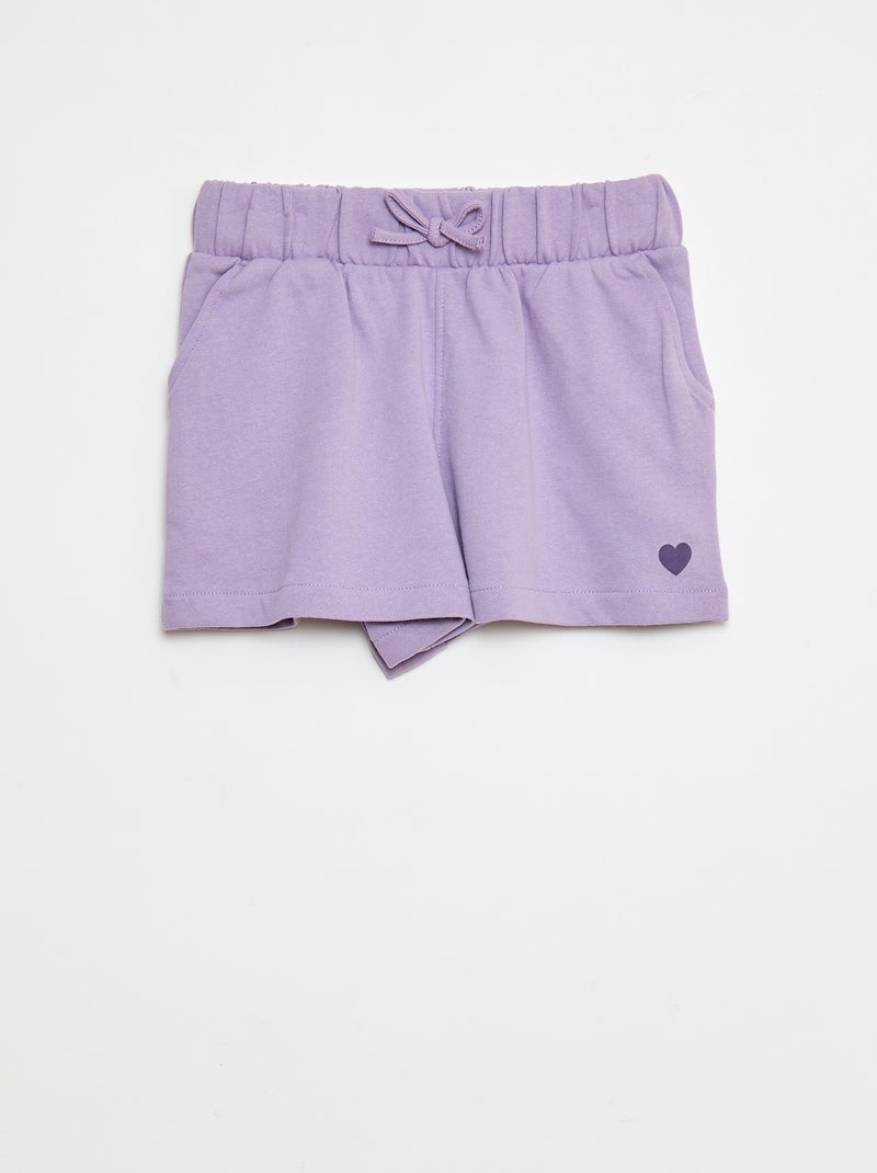 Short van lichte joggingstof Paars - Kiabi