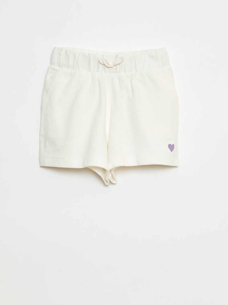 Short van lichte joggingstof Wit - Kiabi