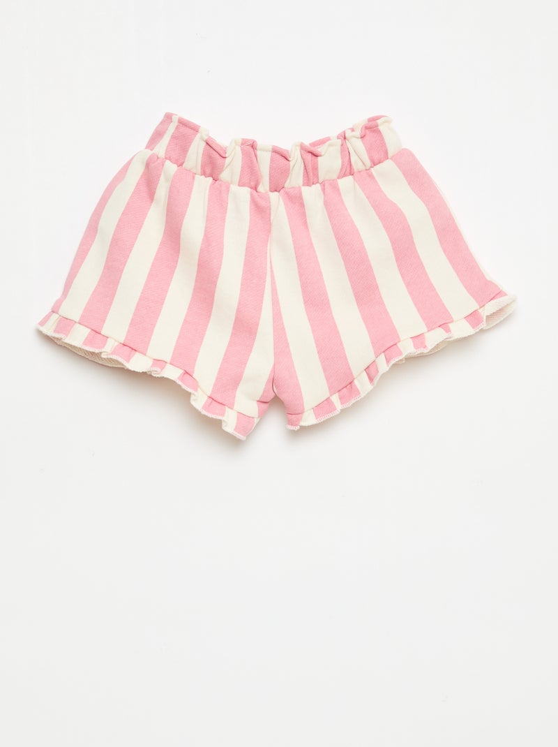 Short van lichtgewicht sweatstof met volant Rose - Kiabi