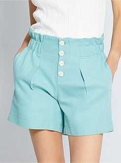 Short van linnen en katoen met hoge taille 'Ecodesign' - Kiabi