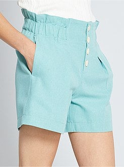 Short van linnen en katoen met hoge taille 'Ecodesign' - Kiabi