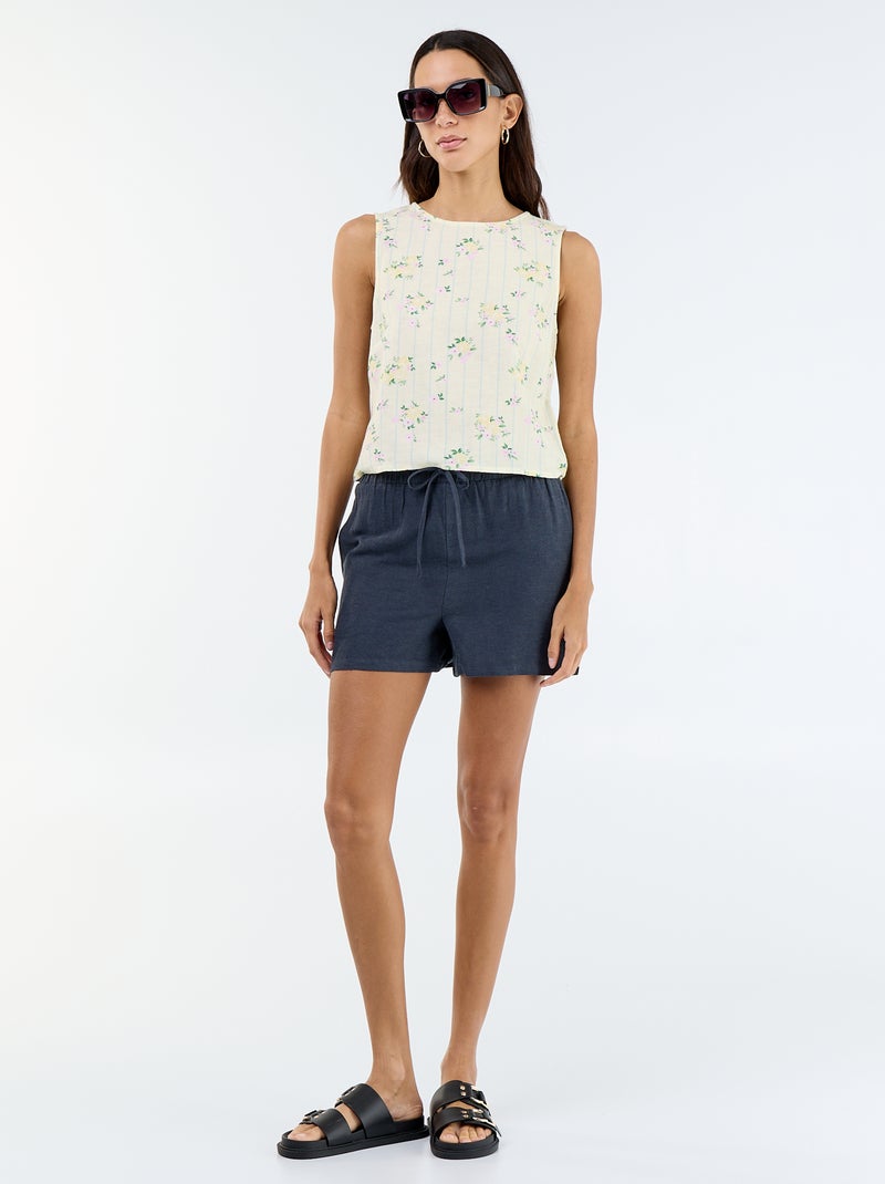 Short van linnenmix Blauw - Kiabi
