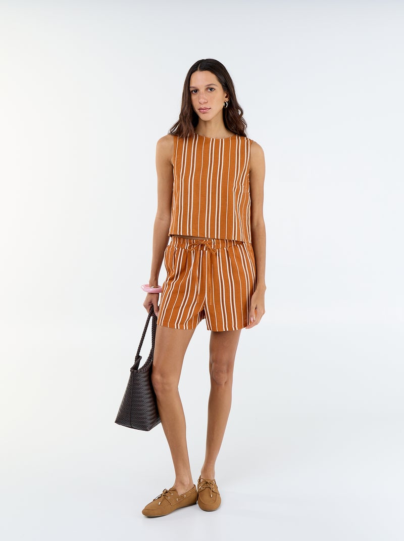 Short van linnenmix Bruin - Kiabi