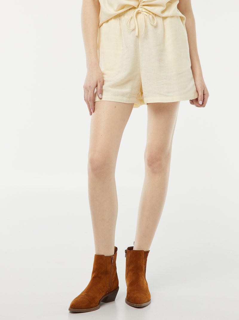 Short van linnenmix met twee zakken Biege - Kiabi