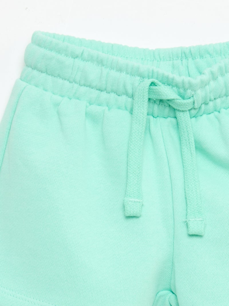 Short van ongeborstelde joggingstof Groen - Kiabi