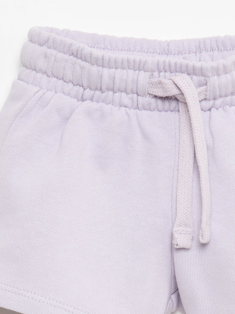 Short van ongeborstelde joggingstof Paars - Kiabi