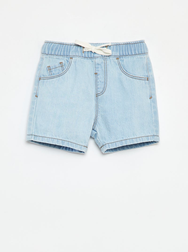 Short van spijkerstof met elastische tailleband BLAUW - Kiabi