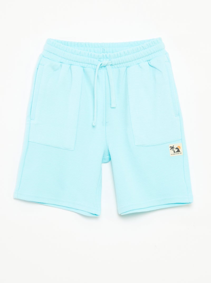 Short van tricot met 2 zakken Blauw - Kiabi