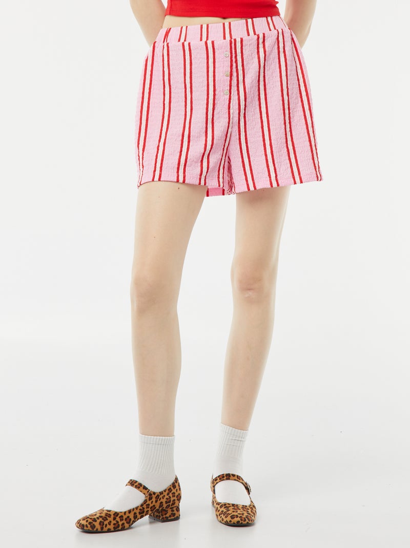 Short van tricot met wafeltextuur en motiefje ROSE - Kiabi