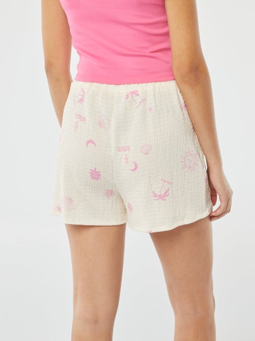Short van tricot met wafeltextuur en motiefje - Kiabi