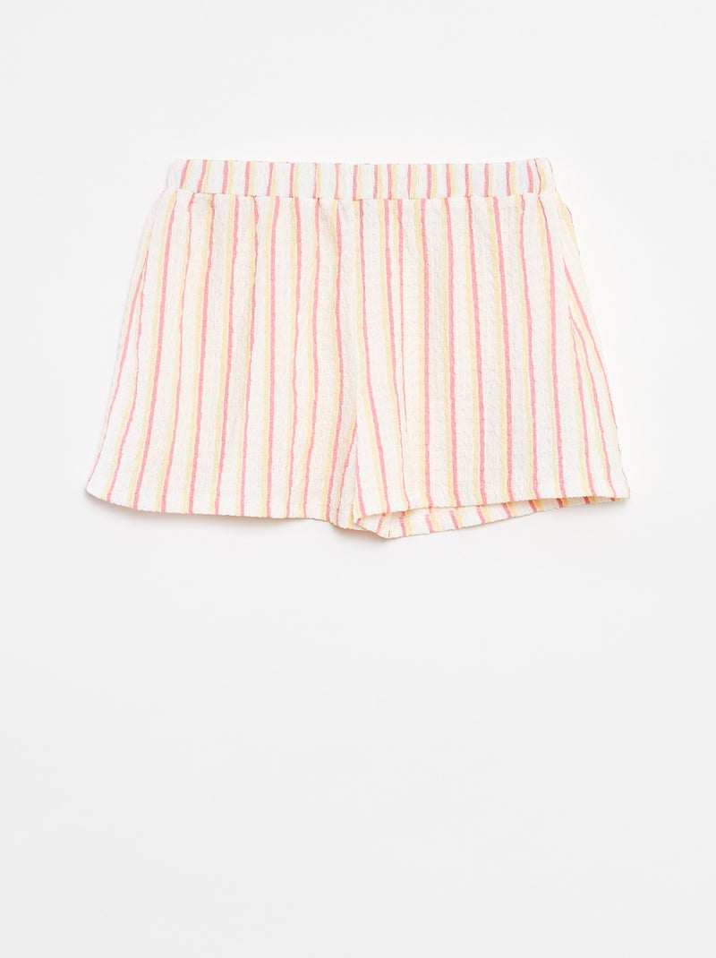 Short van tricot met wafeltextuur en motiefje Wit - Kiabi