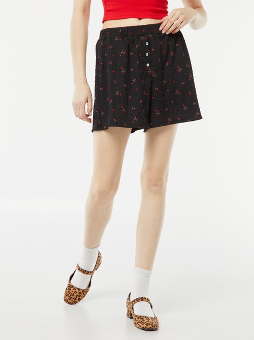 Short van tricot met wafeltextuur en motiefje - Kiabi