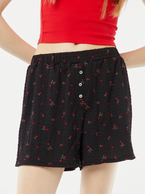 Short van tricot met wafeltextuur en motiefje - Kiabi