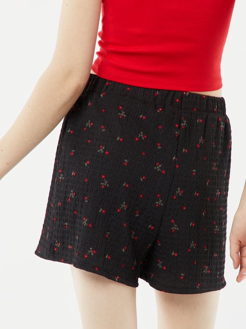 Short van tricot met wafeltextuur en motiefje - Kiabi