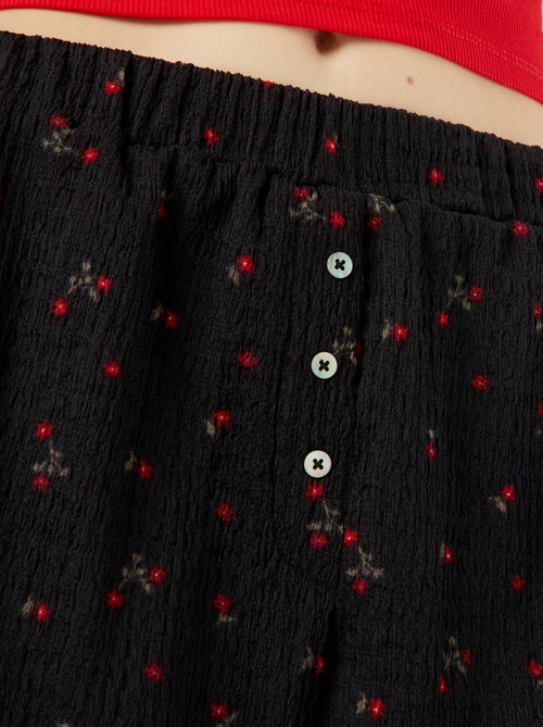 Short van tricot met wafeltextuur en motiefje - Kiabi