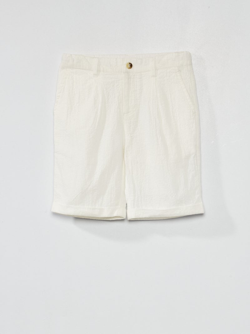 Short van wafeltricot sneeuw wit - Kiabi