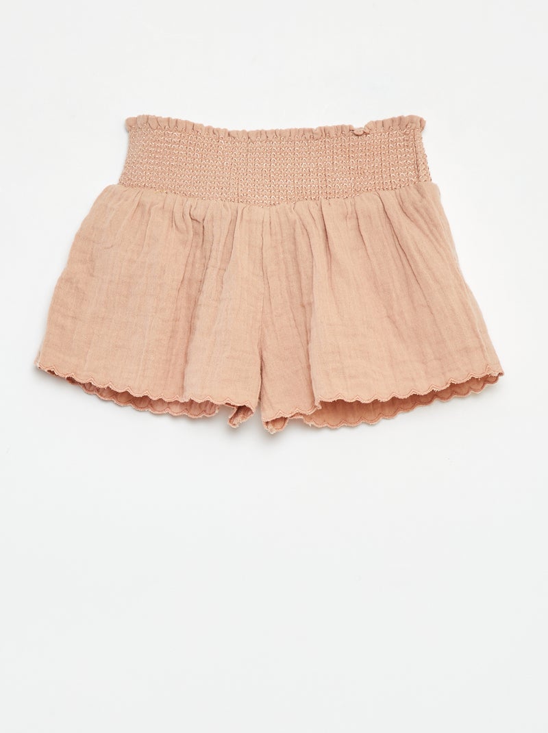 Short van zachte, luchtige katoen met borduursel ROSE - Kiabi