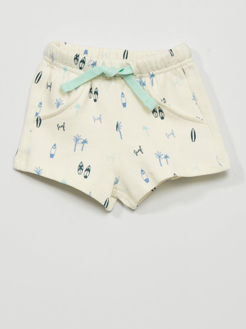 Shortje van joggingstof met print WIT - Kiabi