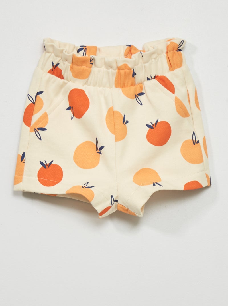 Shortje van joggingstof met print WIT - Kiabi