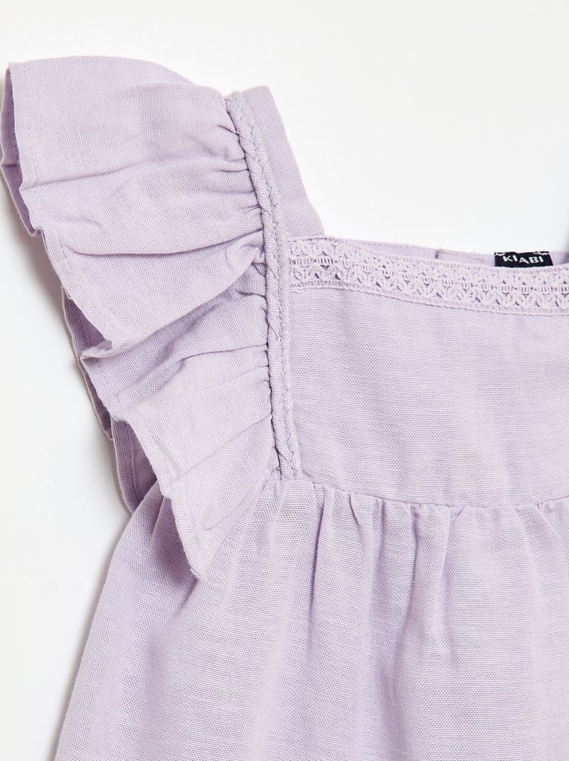 Shortoveral met ruchemouwen Paars - Kiabi