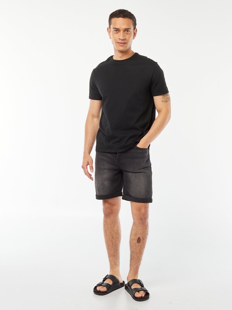 Sim-fit jeansbermuda ZWART - Kiabi