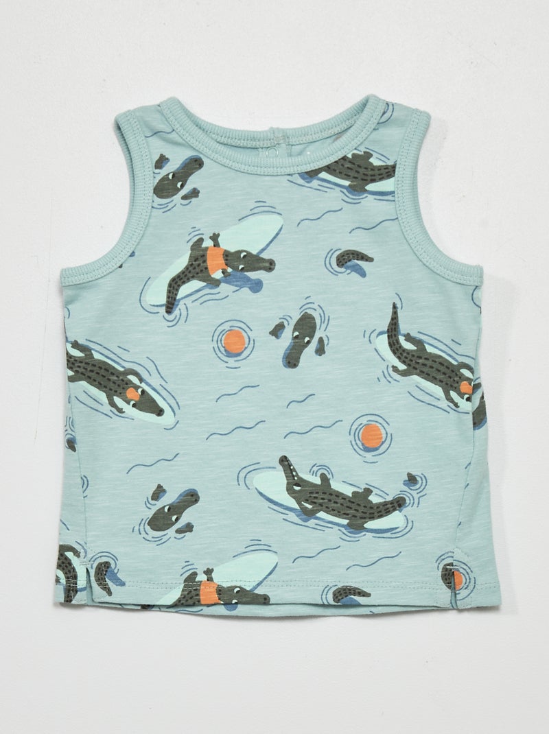 Singlet met print BLAUW - Kiabi