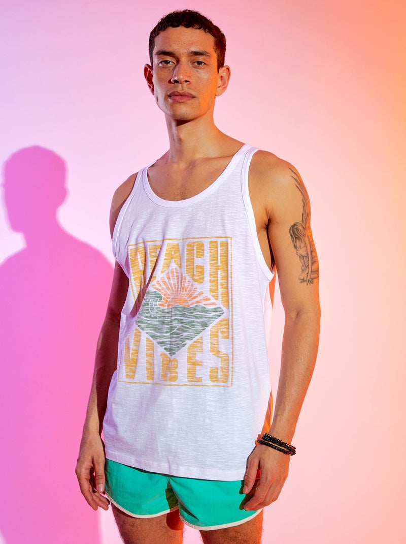 Singlet met print van 'Produkt' WIT - Kiabi