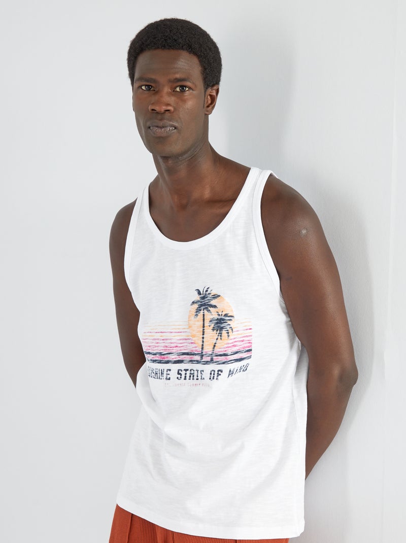Singlet met print van 'Produkt' WIT - Kiabi